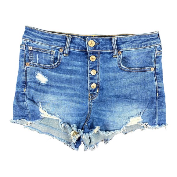 American Eagle Outfitters Pants - American Eagle Hi-Rise Shortie Jean Shorts Women's 10 Distressed Button Fly